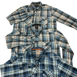 Lot of 3 5.11 Tactical Peak Long Sleeve‎ Shirt Mens XL Blue Plaid Snap RAPIDraw